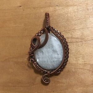 Elegant XXL Copper Wire-wrapped Moonstone Pendant Necklace